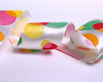 40mm white red yellow green orange pink circle satin ribbon - 40mm satin ribbon (R004)