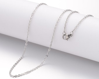 18" length - Stainless steel necklace 18" - 2.4mm x 2mm - Cable Chain with Lobster Clasps - 18 inches (2508)