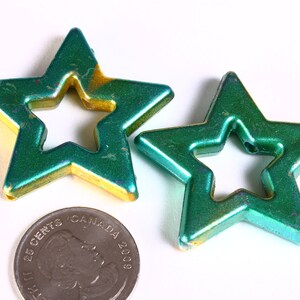 Green and gold large star beads 39mm Christmas decoration Tree decor 1375 image 4