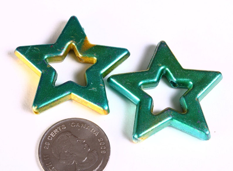 Green and gold large star beads 39mm Christmas decoration Tree decor 1375 image 4