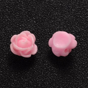 9mm Shades of Pink flower beads - Drilled Flowers - 9mm Pink Rose beads - 9mm pink Rosebud beads - 1mm Hole bead (2186)