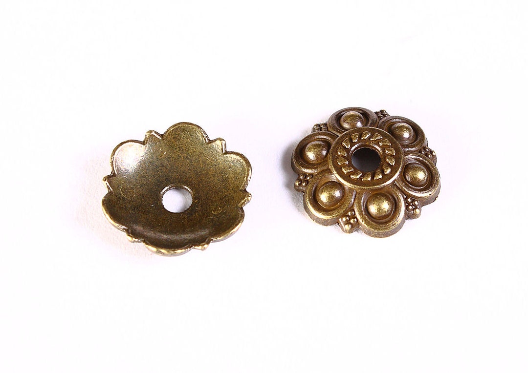 13mm Antique Brass Flower Bead Caps 13mm Flower Beadcaps Etsy