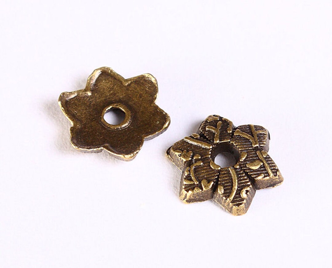 10mm Antique Brass Flower Bead Caps Antique Brass Star Beadcaps