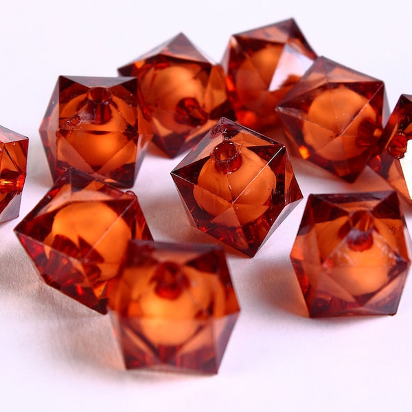 12mm brown miracle beads - bead in bead - topaz miracle beads - faceted cube beads - Gumball Bead - Gum ball bead (448)