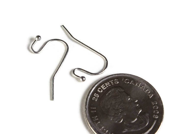 21 mm Stainless Steel Fish Hook Earring Wires 22GA with Ball, Metal Ear  wires - Silver - 20 pc (10 pairs)