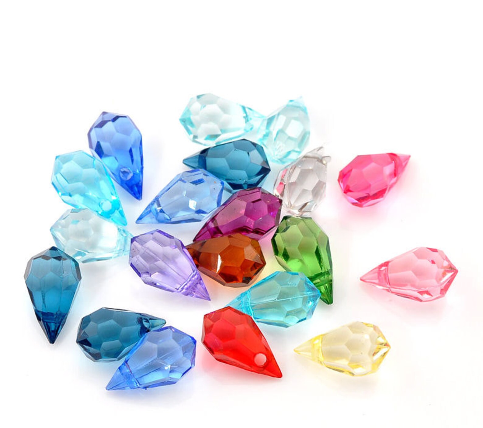 Mixed Color Faceted Teardrop Beads Acrylic Beads 14mm X Etsy