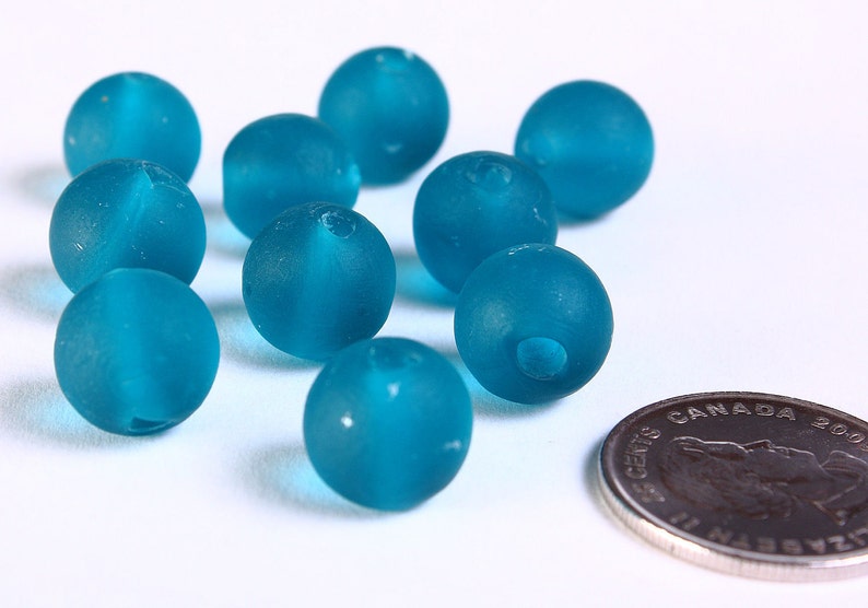 12mm round glass beads 533 12mm Teal blue handmade frosted lampwork beads