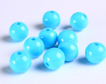 10mm Blue beads - 10mm opaque beads - 10mm round beads - 10mm acrylic bead (1126)