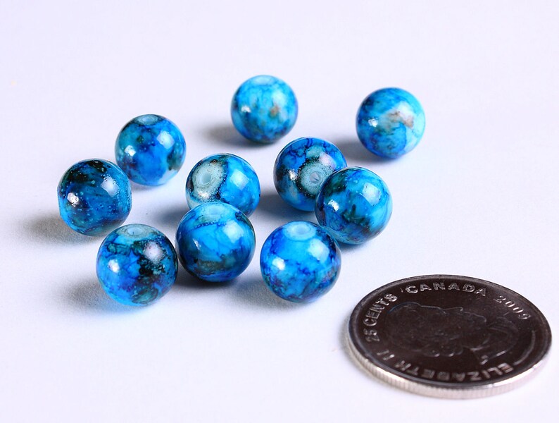 10mm mixed color glass beads 10mm Blue round glass bead 10mm opaque beads 1115 image 2