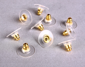 Gold tone earring stopper - Comfort clutch ear nut - plastic earnut - Bullet clutch earring back with Plastic Pad - Ear post stopper (1574)