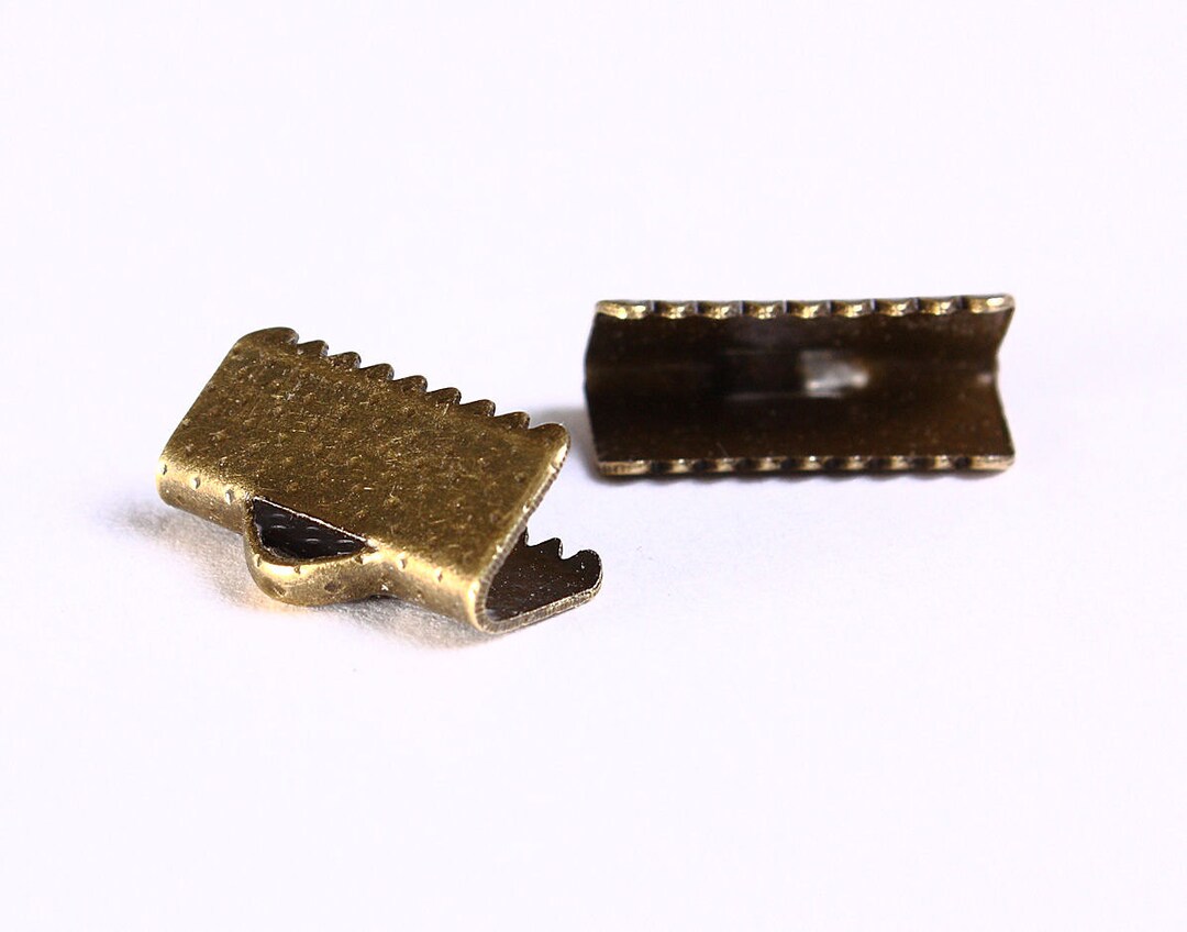 13mm X 8mm Ribbon End Antique Brass - Ribbon Crimp End Clamp - Ribbon ...