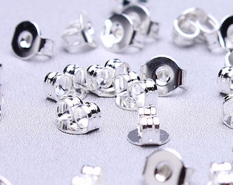 Silver Earring back stopper - earring stoppers earnuts - 5mm x 4mm - Lead free - Nickel free (494)