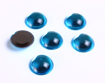 11mm blue cabochon - 11mm domed cabochon - 11mm round cabochon - 11mm acrylic round cabochon with Silver Foil (1008)