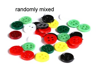 Sale - 8mm Mixed color button - Resin button - craft button - Round button - 4 holes - Low price with DEFECTS (1605)