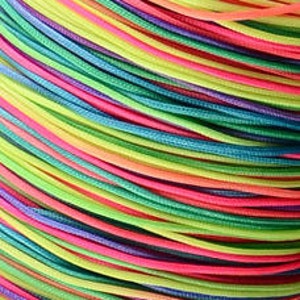 1mm rainbow multicolor nylon cord chineese Knotting Cord Macrame thread Neon colors 1488 image 1