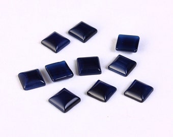 6mm Midnight blue cat eye square glass cabochon - Cat Eye cabochon - Flat pad glass cabochon (1380)