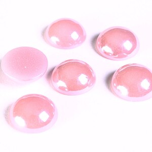 12mm cabochons en verre de forme ronde de couleur rose - 11mm à 12mm (1317)