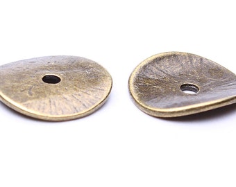 14mm antique brass rustic bead caps - antique bronze beadcaps - bead spacer - Nickel free - Lead free (459)