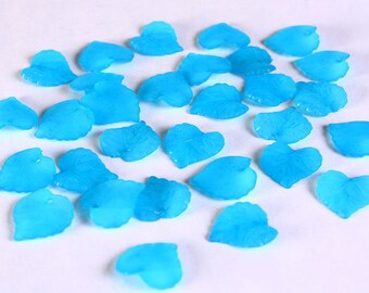 Blue leaves beads - Blue frosted leaf beads - 16mm x 15mm (650)