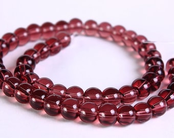 6mm Purple beads - 6mm Plum glass beads - 6mm grape round beads - Strand beads (284)