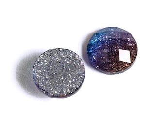 12mm Blue purple gold glitter cabochon - sparkly cabochons - Galaxy glitter - 12mm Kawaii cabochon (1536)