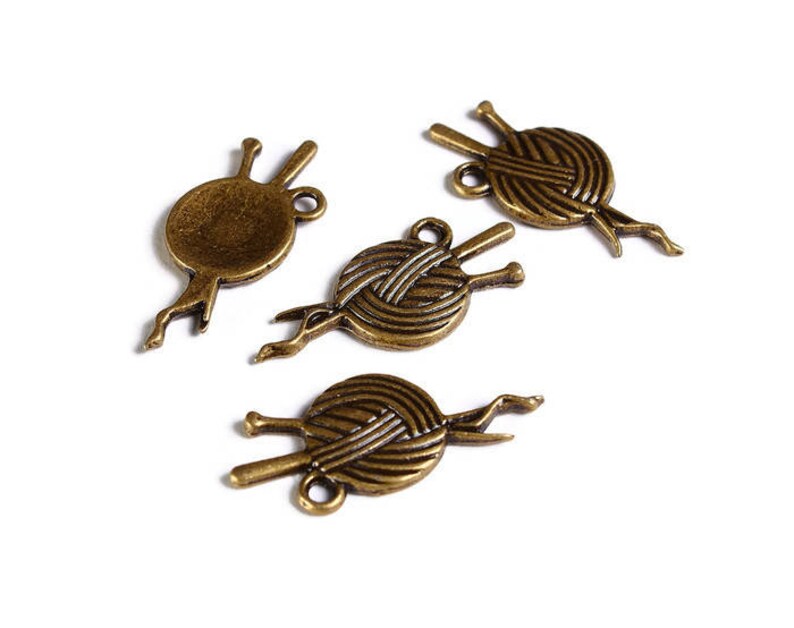 Antique Brass Yarn Pendant Yarn Charm Knitting Needle Etsy