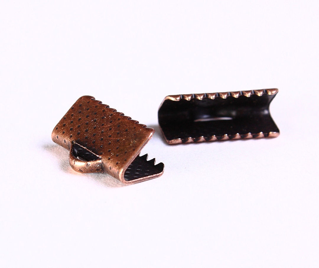 Ribbon Ends Antique Copper Clamps Crimp Ribbon End Clasps Etsy