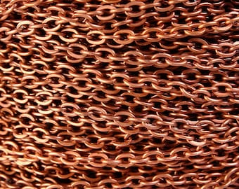 3mm x 2mm antique copper cable chain - antique copper cross chain - unsoldered - Nickel free - Lead free (760)