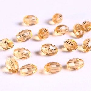 6mm x 4mm golden rice beads brown oval beads faceted glass bead 1112 image 1