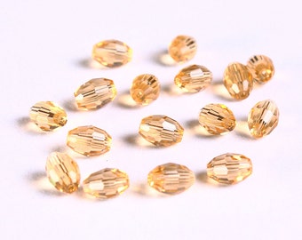 6mm x 4mm golden rice beads - brown oval beads - faceted glass bead (1112)