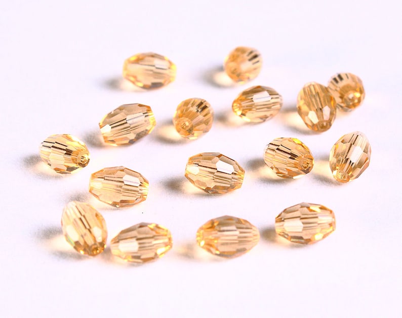 6mm x 4mm golden rice beads brown oval beads faceted glass bead 1112 image 1