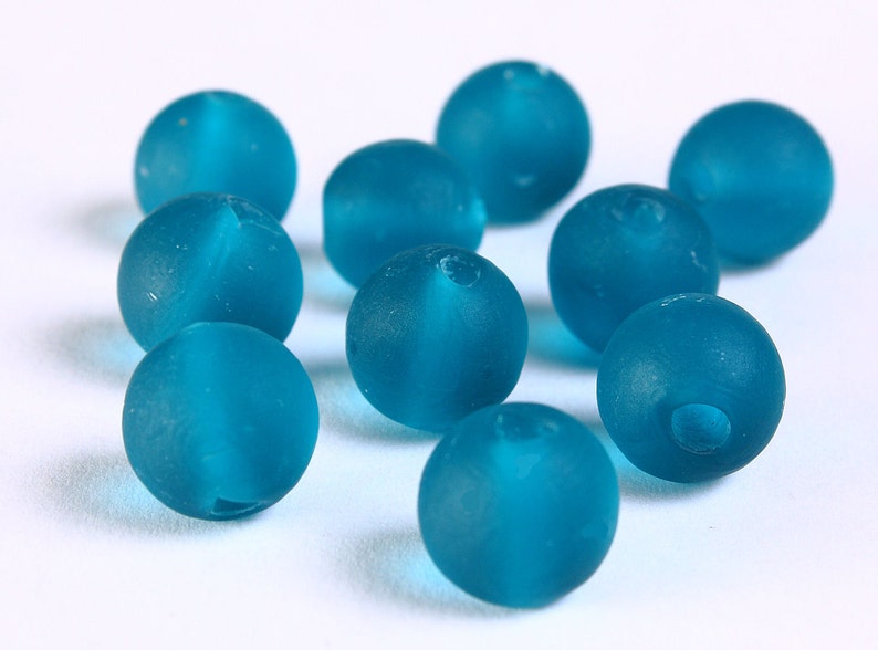 12mm round glass beads 533 12mm Teal blue handmade frosted lampwork beads