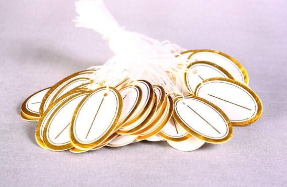Gold and white Jewelry price tags white cotton string tags | Etsy