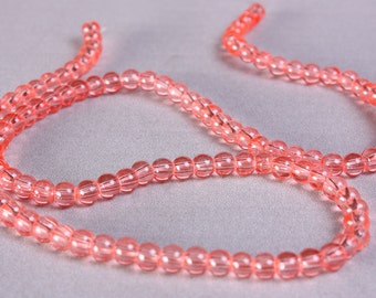 4mm pink Beads - 4mm glass beads - 4mm salmon beads - 4mm glass beads - Strand beads (742)