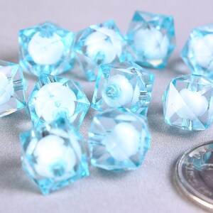 12mm baby blue miracle beads bead in bead faceted cube beads Gumball Bead Clear beads Gum ball beads 447 image 2