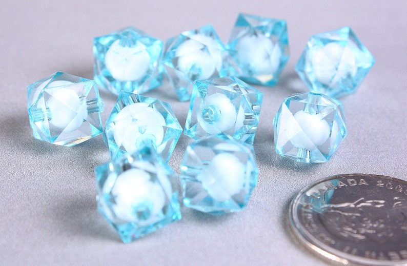 12mm baby blue miracle beads bead in bead faceted cube beads Gumball Bead Clear beads Gum ball beads 447 image 2