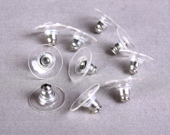 Silver earring stopper - Comfort clutch ear nut - Comfort plastic earnut - Ear post stopper - Nickel free (1573)