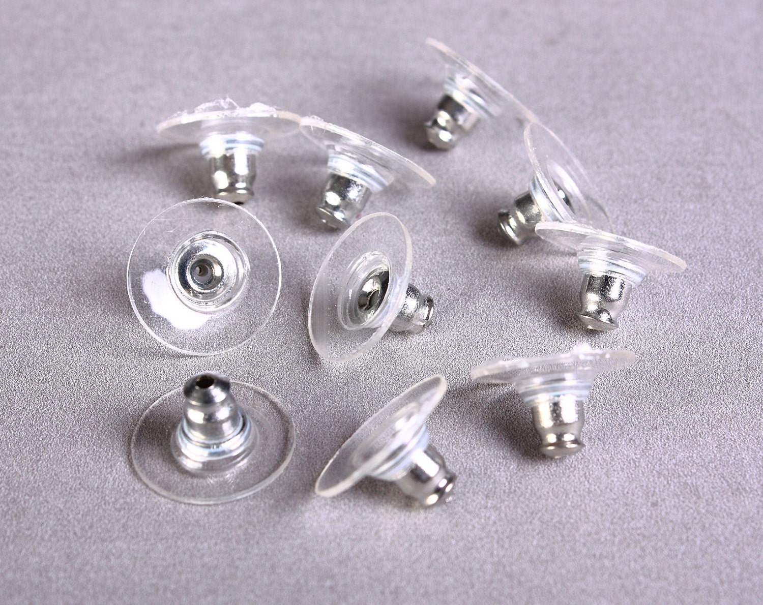 6 Mm Transparent Flexible Plastic Earring Backs, Earring Stoppers