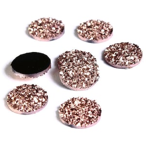12mm Cabochons ronds de couleur or rose en résine (1632)