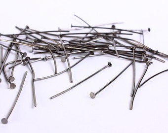 35mm gunmetal headpins - 35mm black head pins - nickel free (190)