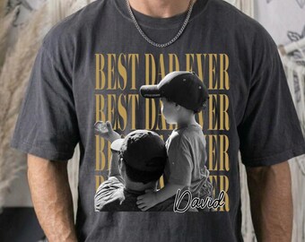 Personalized Best Dad Ever Shirt, Father's Day Gift, Vitage Photo Tee, Custom Dad Shirt with Kid Photo, New Dad Gift