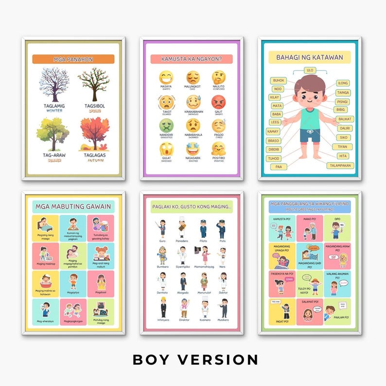 Tagalog Educational Posters for Kids | Filipino Heritage Learning Wall ...