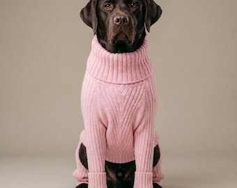 Large Dog Sweater, Thermal Knit Dog Pullover with Sleeves for Cold Weather and Winter Walks