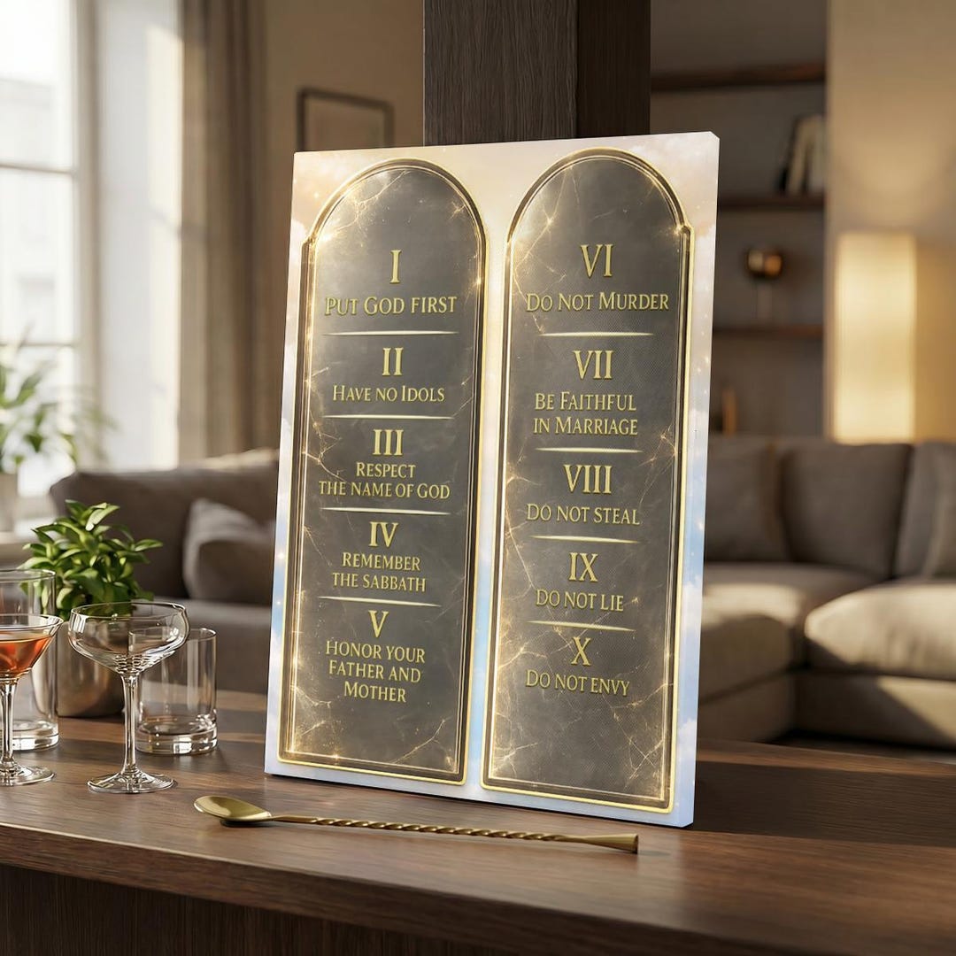 Vertical Commandments Explained The Ten Commandments | Vertical Framed Canvas Wall Art - Etsy