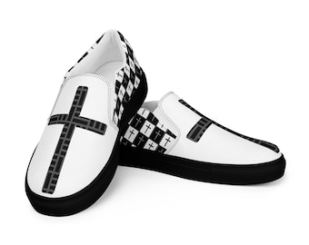 Cross Streetwear | Black White Faith Shoes Men’s slip-on canvas shoes