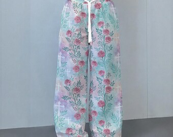 Floral Cross Print | Women's Casual Pants|230GSM