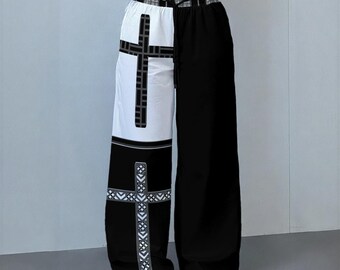 Checkered Cross Color-block Print | Women's Casual Pants|230GSM