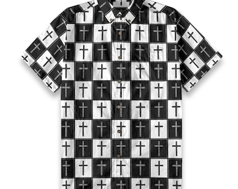 Checkered Cross Print | Men's Breathable Cotton Shirt | 125GSM