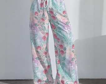 Floral Cross Print | Women's High-Stretch Casual Pants|290GSM