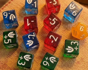 Jeu de dés de buff/debuff lié aux failles, 13 suiveurs d'état acryliques personnalisés (non officiels)